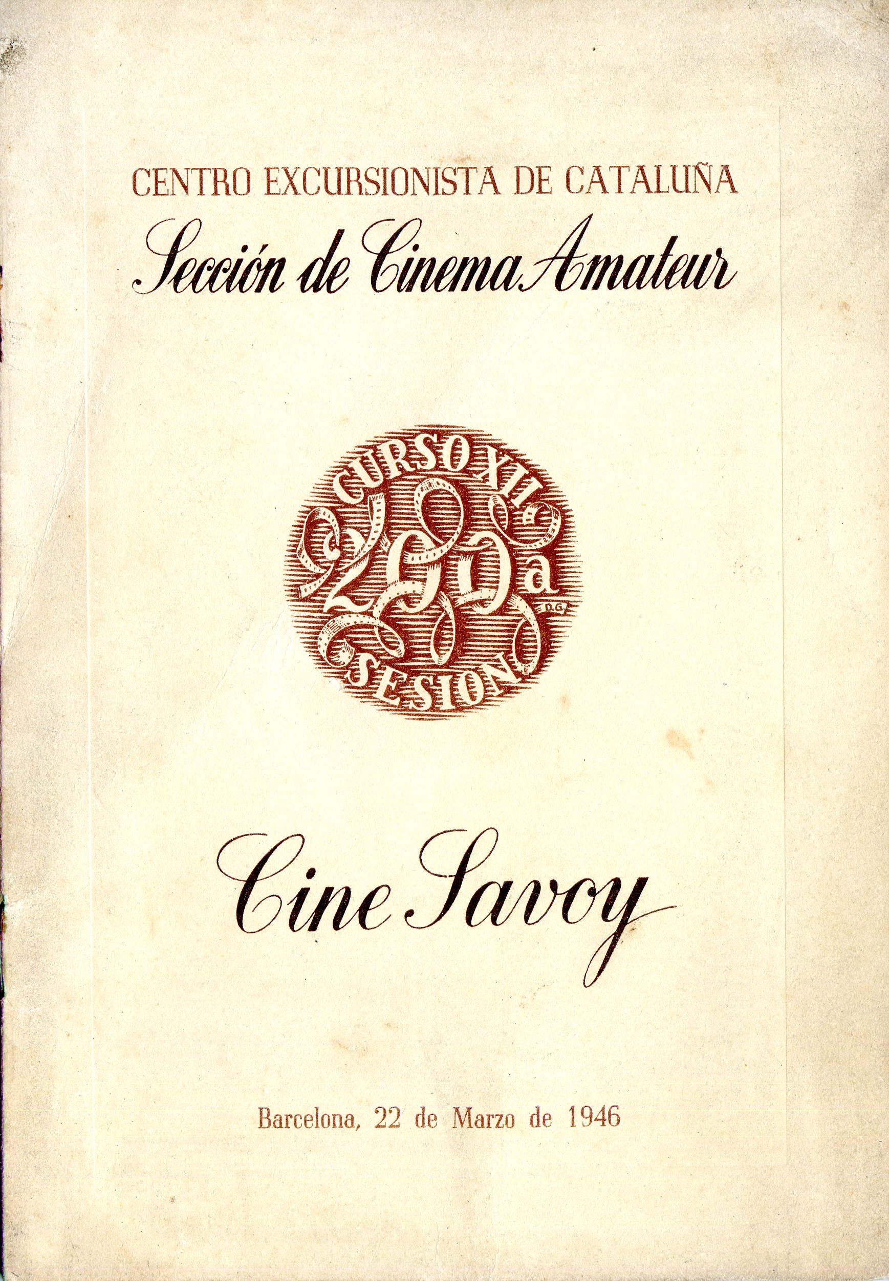 Curso XII : 200a sesión : Cine Savoy : 22 de Marzo de 1946 - Portada